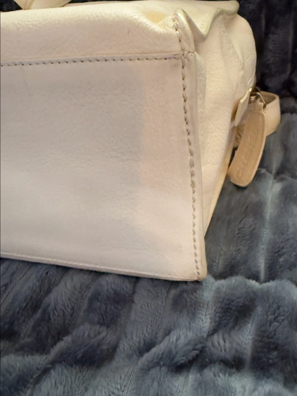 CHANEL Cream Leather Double C Stitch Tote~Vintage